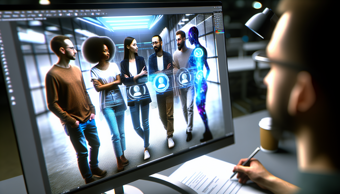 alt_text: "A diverse team collaborates with AI, showcasing automation's positive impact on the future of work."